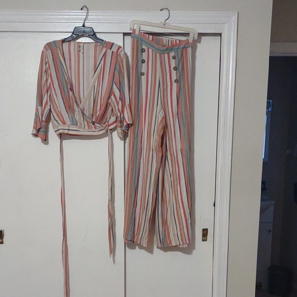 Striped Multicolor Pants Set